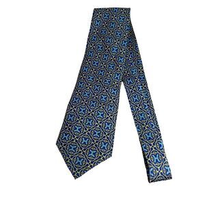 #7061 Hermes H Blue Classic 4 inch Wide Silk Necktie